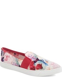 Pink Floral Slip-on Sneakers