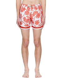 Dries Van Noten Red White Floral Swim Shorts
