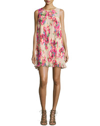 Romeo & Juliet Couture Sleeveless Floral Print Pleated Dress Pink