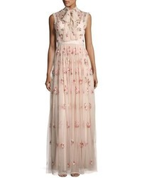 Needle & Thread Ditsy Floral Bow Tie Tulle Gown Pink