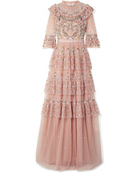 Needle & Thread Paradise Tiered Embroidered Tulle Gown
