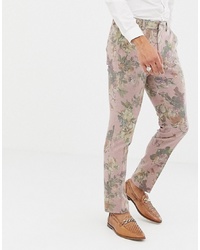 ASOS DESIGN Skinny Suit Trousers In Printed Pink Floral Wool Mix