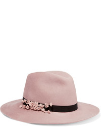 Pink Floral Wool Hat