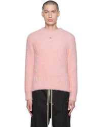 Pink Fluffy Crew-neck Sweater
