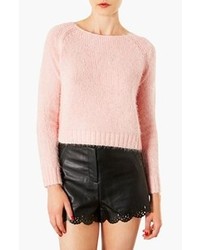 Topshop Monster Fluffy Crop Sweater Soft Pink 6