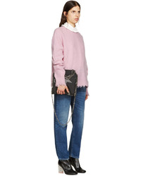 MSGM Pink Wool Fringed Sweater