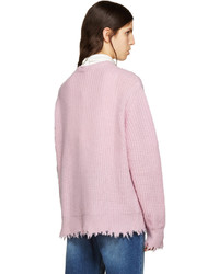 MSGM Pink Wool Fringed Sweater