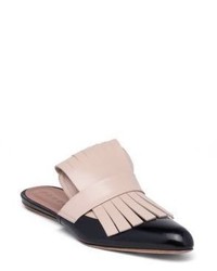 Pink Fringe Leather Flat Sandals