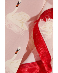 Stella McCartney Maia Fringed Printed Silk Crepe De Chine Blouse Pastel Pink