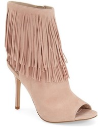 Pink Fringe Suede Ankle Boots