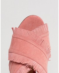 Mango Suede Fringe Mules