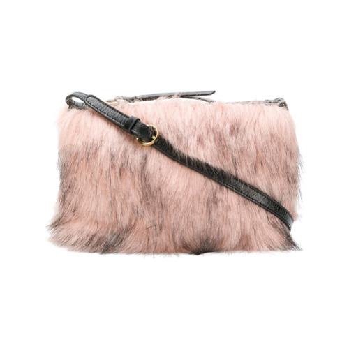 pink fur clutch bag