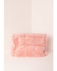 Missguided Faux Fur Roll Top Cuddle Clutch Pink