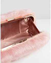 Skinnydip Faux Fur Box Clutch Bag In Pink