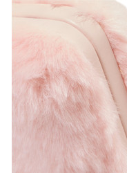 Sophia Webster Vivi Leather Trimmed Faux Fur Clutch Baby Pink