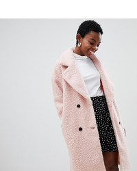 Glamorous Petite Double Breasted Coat In Textured Wool