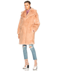 MSGM Faux Fur Coat In Pink