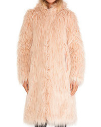 Faux Fur Zipped Pocketed Coat