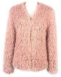 Choies Pink Soft Faux Fur Coat With Teddy Texture Lining