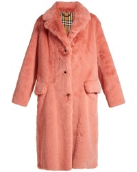 Burberry Single Breasted Faux Fur Coat