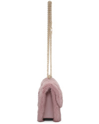 Valentino Pink Fur Small Lock Shoulder Bag