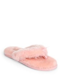 Pink Fur Flat Sandals