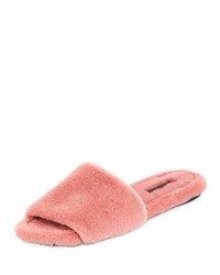 The Row Ellen Flat Mink Fur Slide Sandal