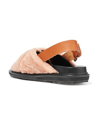 Marni Shearling And Leather Slingback Sandals