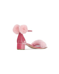 Oscar Tiye Pink Minnie 40 Velvet Fur Sandals