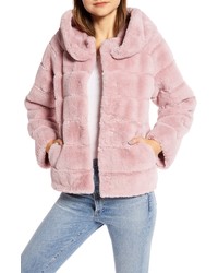 Gal Meets Glam Collection Channel Quilted Faux Fur Jacket