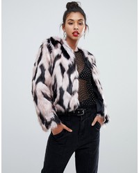 PrettyLittleThing Faux Fur Jacket In Multi