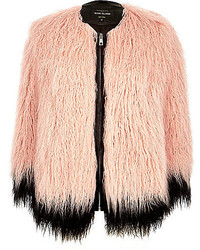 River Island Light Pink Premium Faux Fur Coat