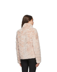 Yves Salomon Pink Crop Rex Rabbit Fur Coat