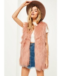 Missguided Pink Faux Fur Festival Vest