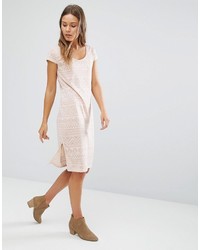 Vila Geo Print Burnout Midi Dress With Side Slits