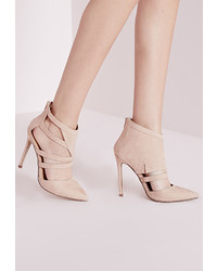 Missguided Geometric Cut Out Pumps Nude