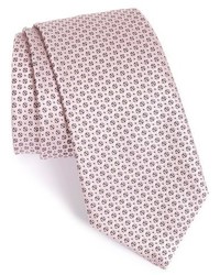 Pink Geometric Silk Tie