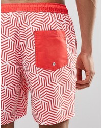 Asos Brand Swim Shorts With Geo Print In Mid Length