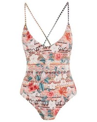 Topshop Floral Geo One Piece Swimsuit