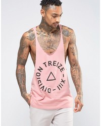 Asos Tank With Geo Text Print And Raw Edge Extreme Racer Back