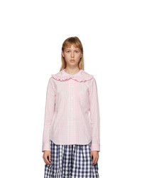 Pink Gingham Button Down Blouse