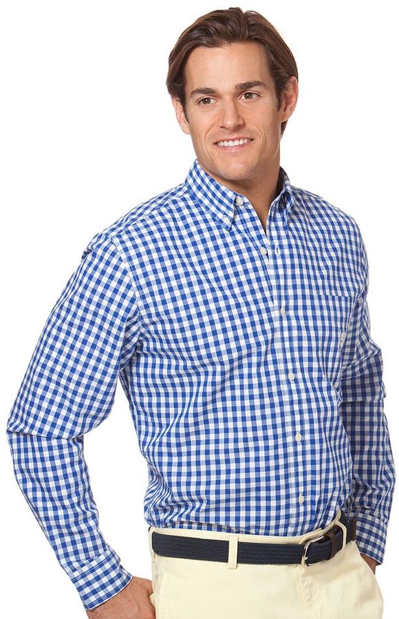 Chaps Long Meadow Classic Fit Gingham Easy Care Casual Button Down ...