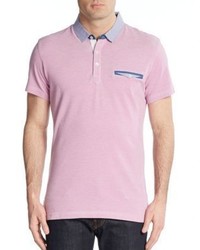 Saks Fifth Avenue Trim Fit Gingham Trimmed Cotton Polo