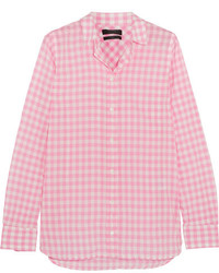 J.Crew Boy Gingham Crinkled Cotton Shirt Pink
