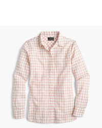 J.Crew Petite Relaxed Boy Shirt In Crinkle Gingham