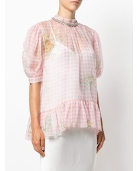 Christopher Kane Gingham Puff Sleeve Top