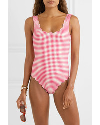 Marysia Palm Springs Scalloped Gingham Stretch Crepe Swimsuit
