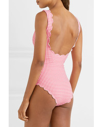 Marysia Palm Springs Scalloped Gingham Stretch Crepe Swimsuit