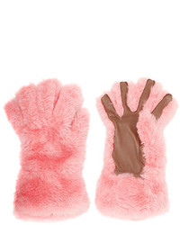 Marni Leather Trimmed Shearling Gloves Pink