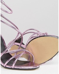 Office Spindle Pink Mirror Strappy Heeled Sandals